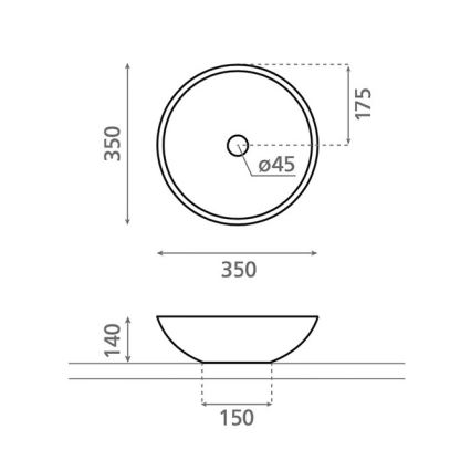 Bathco 4015 - Aufsatzwaschbecken CASTELLON Ø 35 cm, Porzellan/weiß