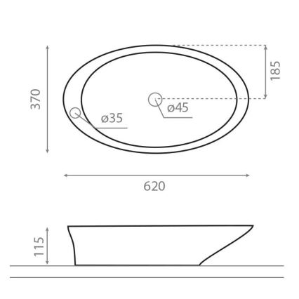 Bathco 4020 - Aufsatzbecken PURE 62x37 cm Porzellan/Weiß