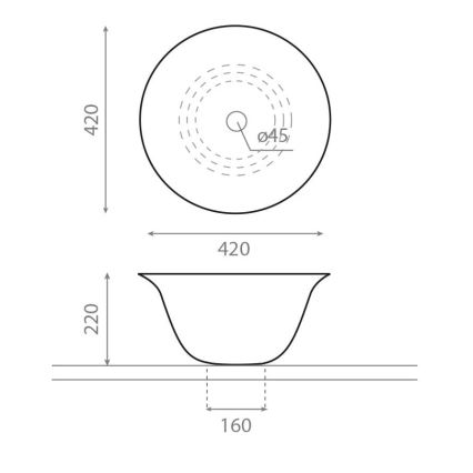 Bathco 4062 - Aufsatzwaschbecken NORDIC Ø 42 cm Porzellan/weiß
