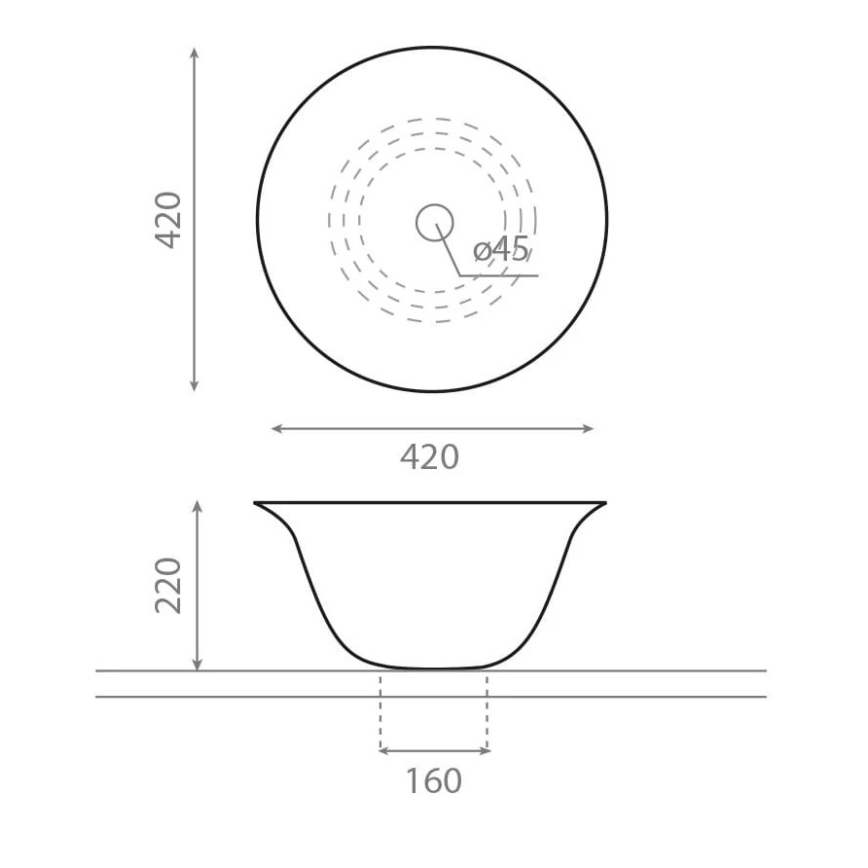 Bathco 4062 - Aufsatzwaschbecken NORDIC Ø 42 cm Porzellan/weiß