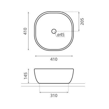 Bathco 4071 - Aufsatzwaschbecken OLEA 41x41 cm Porzellan/Weiß