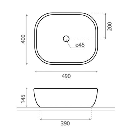 Bathco 4072 - Aufsatzwaschbecken OLEA 49x40 cm Porzellan/weiß
