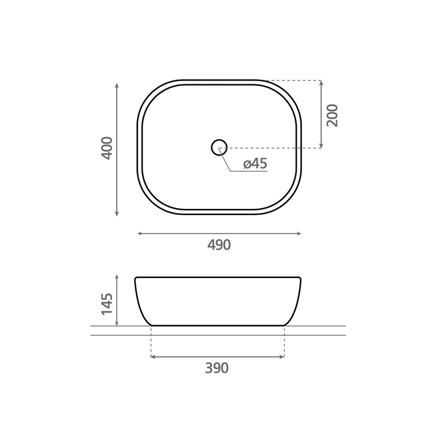 Bathco 4072 - Aufsatzwaschbecken OLEA 49x40 cm Porzellan/weiß