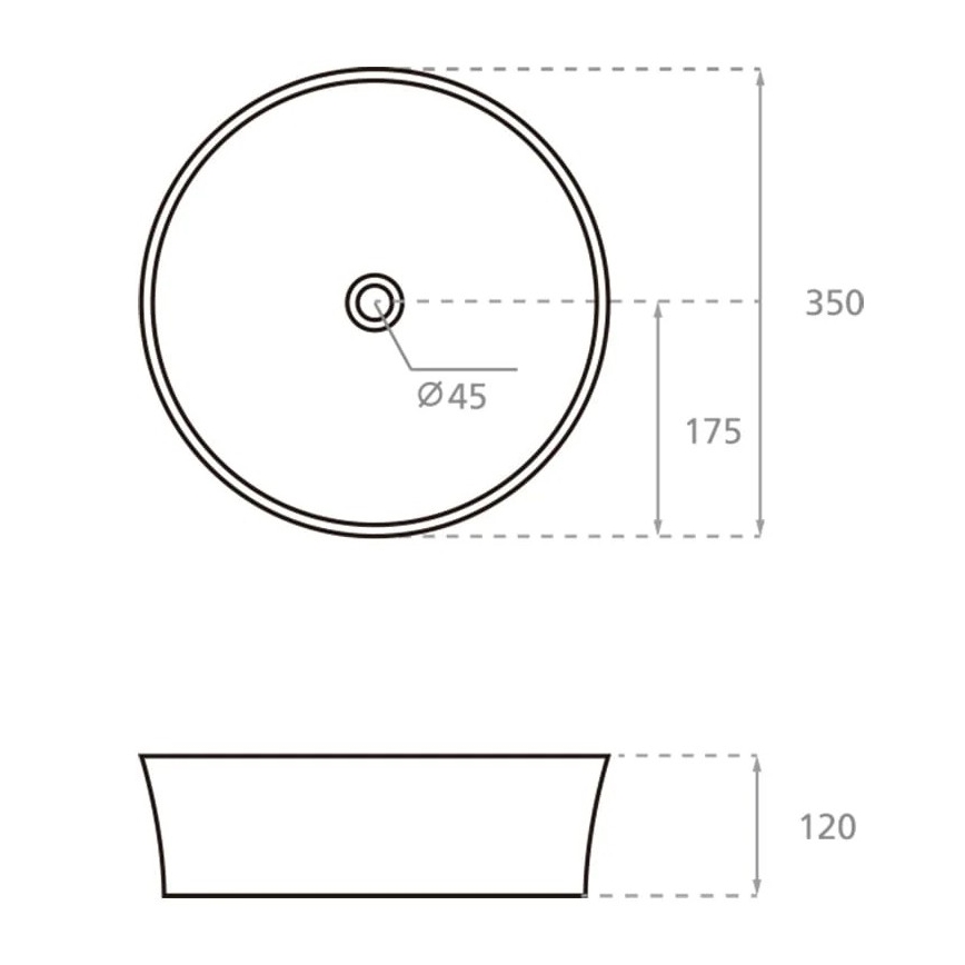 Bathco 4086 - Aufsatzwaschbecken VOLTA Ø 35 cm Porzellan/Weiß