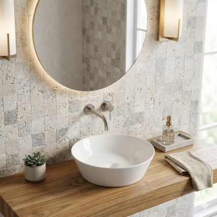 Bathco 4087 - Aufsatzwaschbecken VOLTA Ø 42 cm Porzellan/Weiß