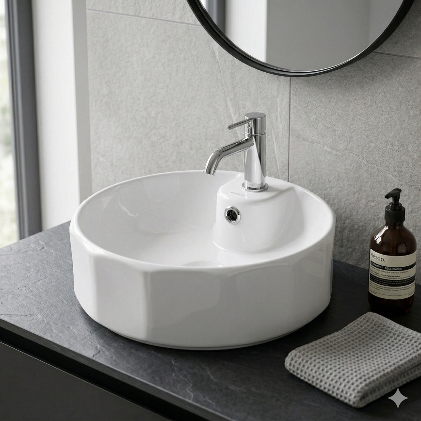 Bathco 4158 - Aufsatzwaschbecken CIRCUS Ø 42 cm Porzellan/weiß