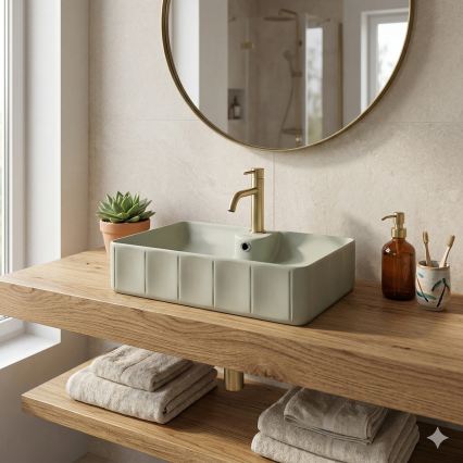 Bathco 4161 - Aufsatzwaschbecken CIRCUS 61x40,5 cm Porzellan/beige