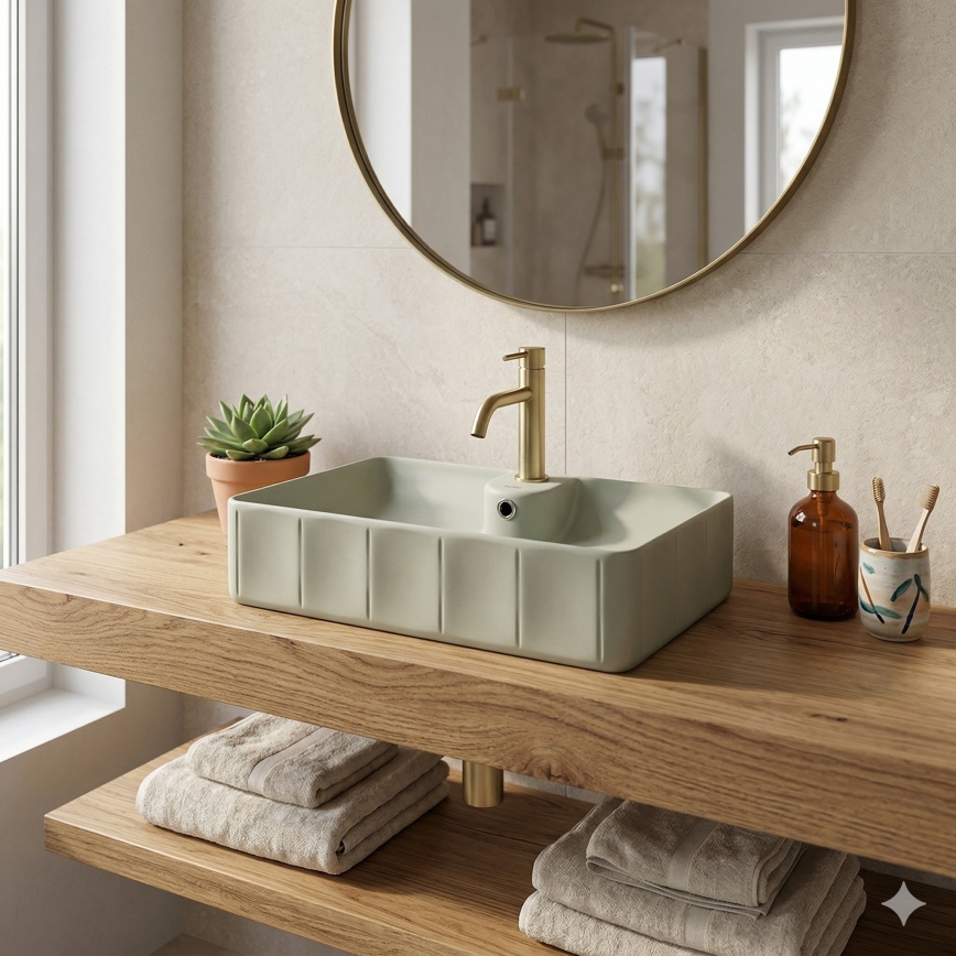 Bathco 4161 - Aufsatzwaschbecken CIRCUS 61x40,5 cm Porzellan/beige