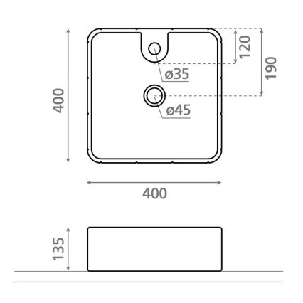 Bathco 4162 - Aufsatzwaschbecken CIRCUS 40 x 40 cm Porzellan/beige