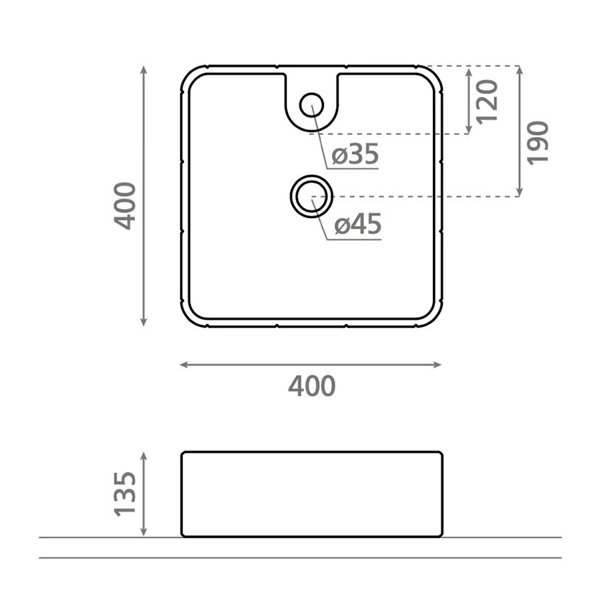Bathco 4162 - Aufsatzwaschbecken CIRCUS 40 x 40 cm Porzellan/beige