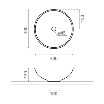 Bathco 4914 - Aufsatzwaschbecken DAKAR Ø 30 cm Porzellan/weiß