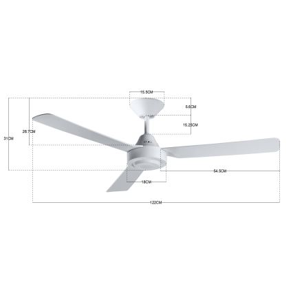 BAYSIDE 213015 - Deckenventilator CALYPSO weiß