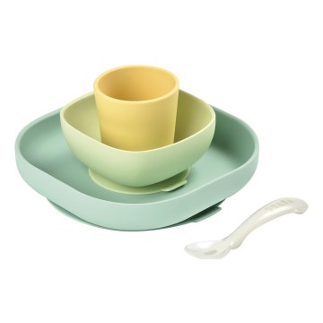Beaba - Kinder-Geschirrset Gelb 4-teilig