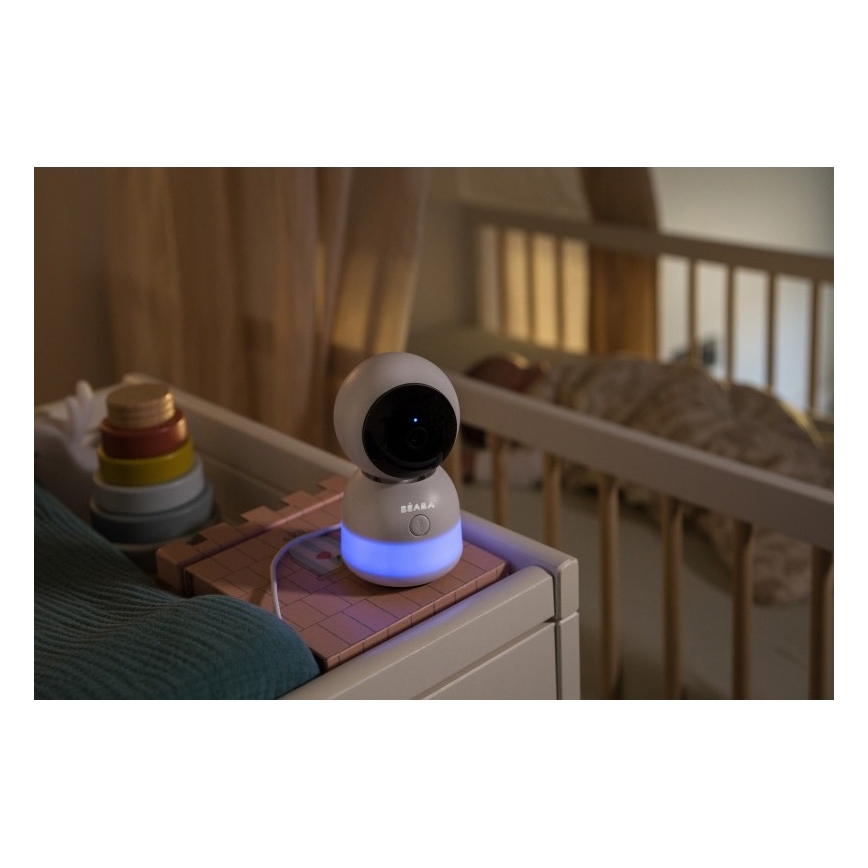 Beaba - Intelligentes, wiederaufladbares Babyphone mit Monitor ZEN NIGHT, 720p, 5 V, 4000 mAh, Wi-Fi, weiß