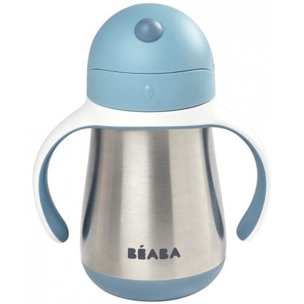 Beaba - Thermo-Isolierbecher mit Strohhalm 250 ml blau