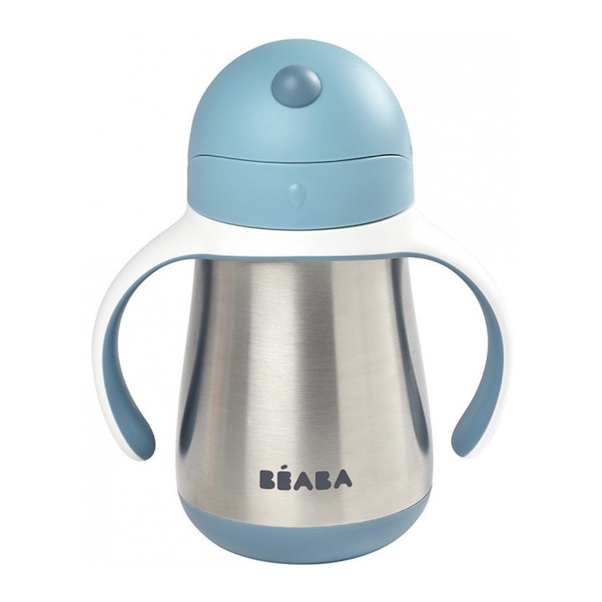 Beaba - Thermo-Isolierbecher mit Strohhalm 250 ml blau