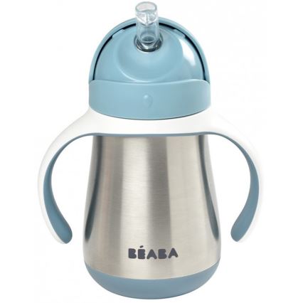 Beaba –  Thermoisolierter Becher mit Strohhalm 250 ml blau