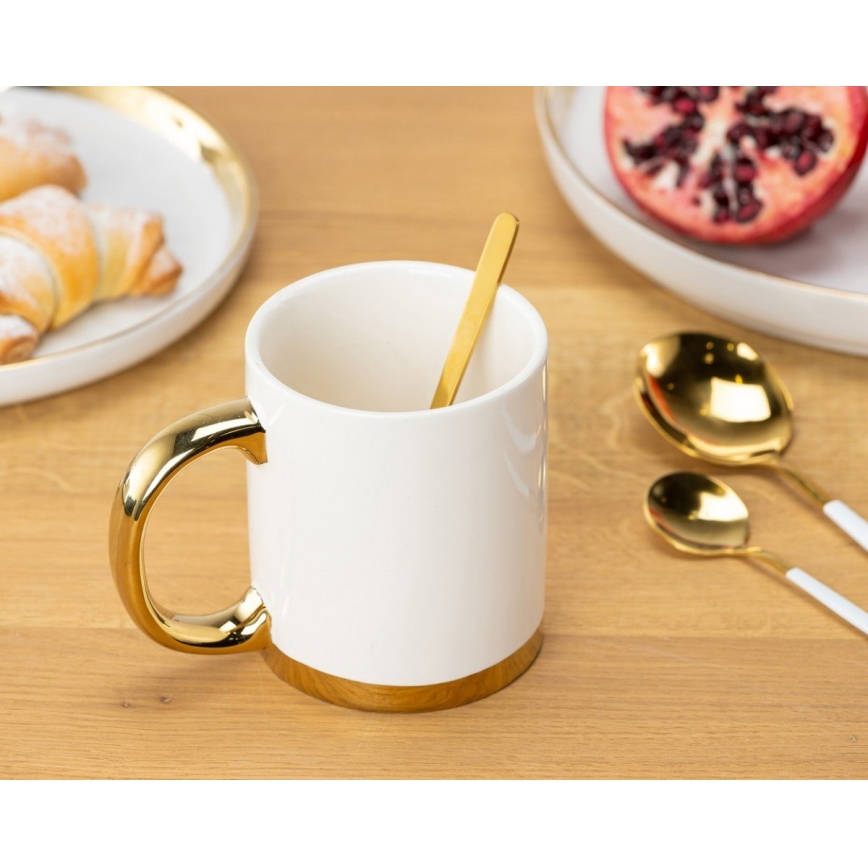 Becher mit Löffel LANA cremig/gold