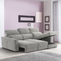 Beidseitig montierbares, ausziehbares 3‑Sitzer-Ecksofa mit Stauraum TRENTO, hellgrau