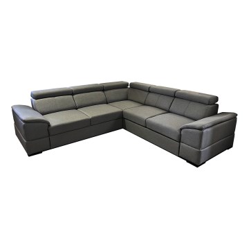 Beidseitig montierbares Ecksofa mit Schlaffunktion und Stauraum GRANADA dunkelgrau