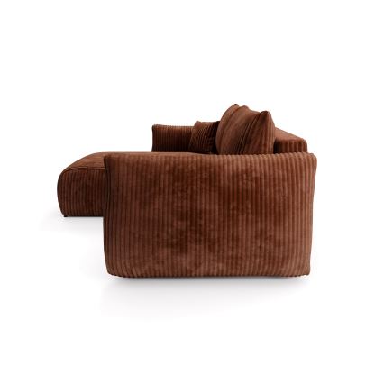 Universell ausziehbare Eckgarnitur FRIDA in L-Form mit Stauraum, Braun