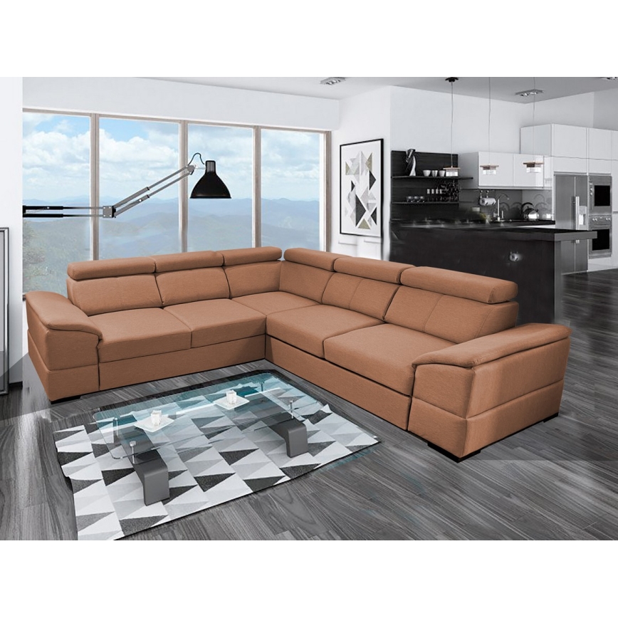 Universelles Ecksofa mit Schlaffunktion und Stauraum GRANADA, braun