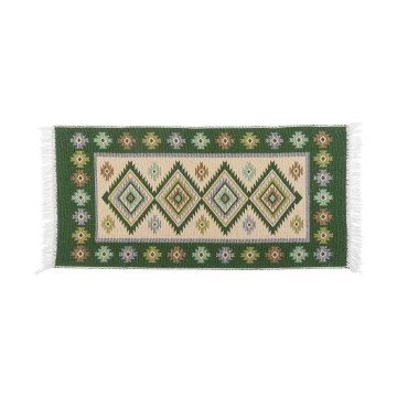 Beidseitig verwendbarer orientalischer KILIM-Teppich 80x150 cm grün/beige
