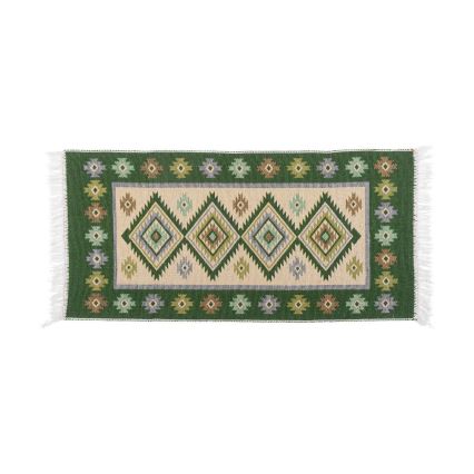 Beidseitig verwendbarer orientalischer KILIM-Teppich 80x150 cm grün/beige