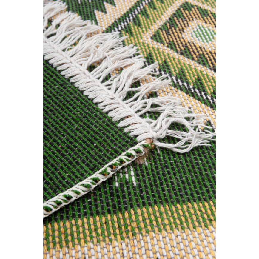 Beidseitig verwendbarer orientalischer KILIM-Teppich 80x150 cm grün/beige