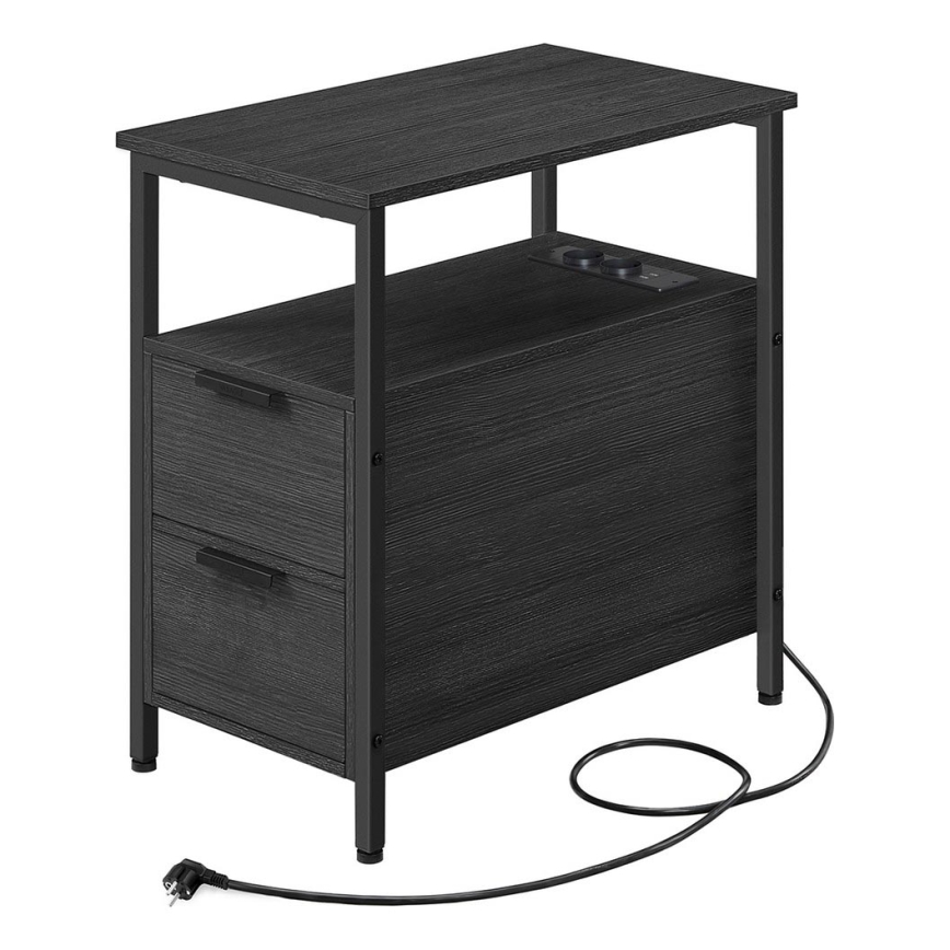 Beistelltisch mit integrierten Steckdosen und USB-Anschlüssen ROD schwarz