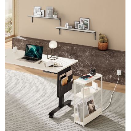 Beistelltisch mit integrierter Steckdose und USB-Anschlüssen ROD weiß/creme