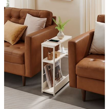 Beistelltisch mit integrierter Steckdose und USB-Anschlüssen ROD weiß/creme