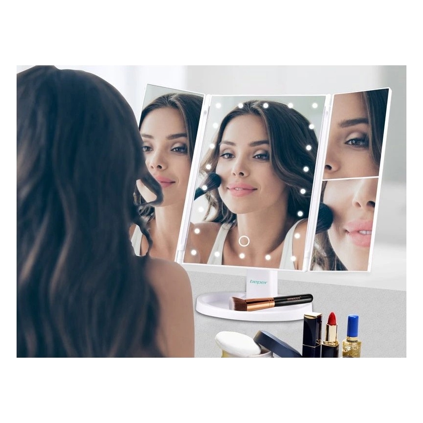 Beper - Kosmetikspiegel mit LED-Beleuchtung 4xAAA/5V