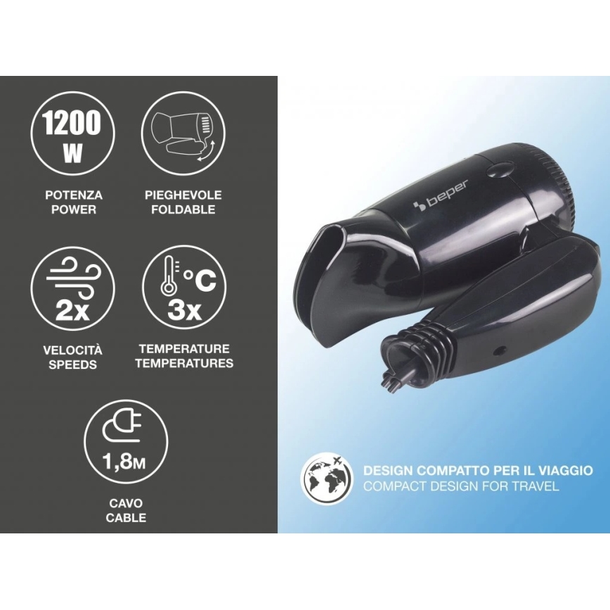 Beper - Reisehaartrockner 1200 W/230 V