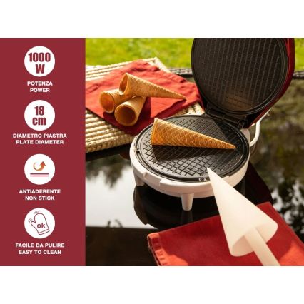Beper - Waffeleisen 2-in-1 1000W/230V rot