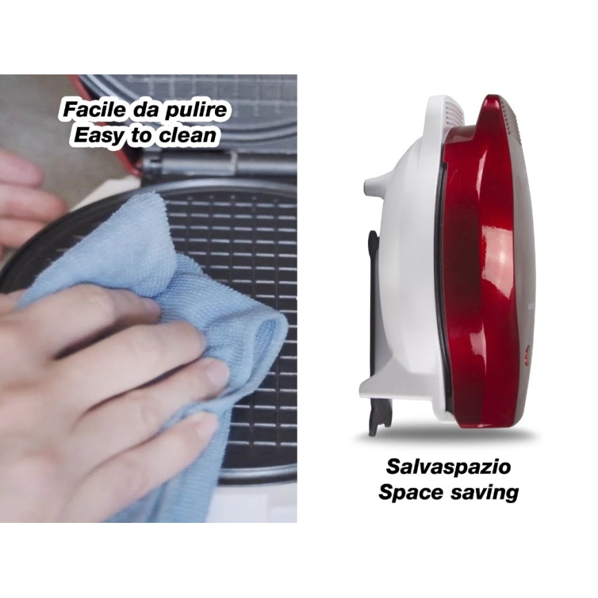 Beper - Waffeleisen 2-in-1 1000W/230V rot