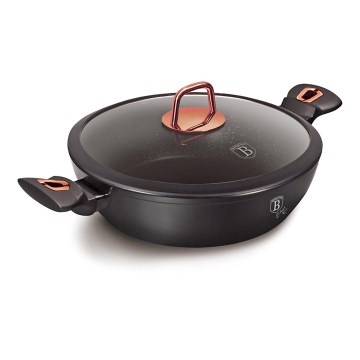 BerlingerHaus - Bräter mit Marmorbeschichtung + Deckel 28 cm schwarz/roségold