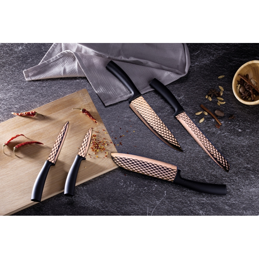 BerlingerHaus - Edelstahl Messerset 5 Stück schwarz/roségold
