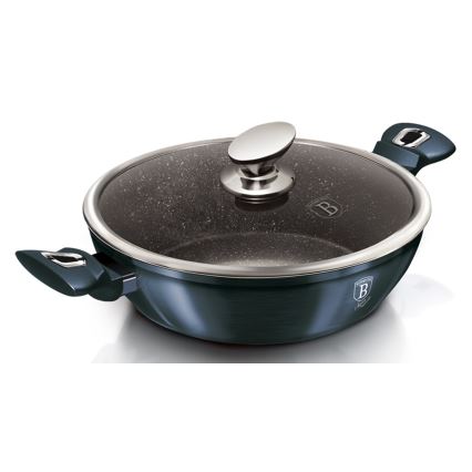 BerlingerHaus - Flacher Topf mit Marmoroberfläche + Deckel 28 cm blau