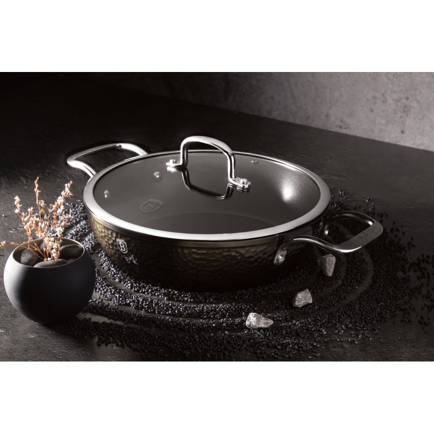 BerlingerHaus - Flacher Topf mit Titanoberfläche + Deckel 28 cm schwarz