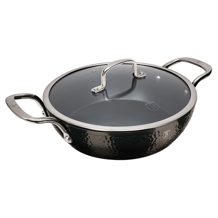 BerlingerHaus - Flacher Topf mit Titanoberfläche + Deckel 28 cm schwarz