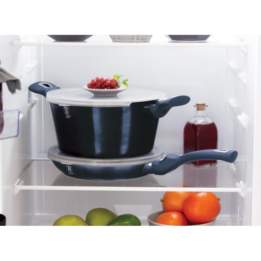 BerlingerHaus - Geschirrset mit Marmoroberfläche 13 Stück blau