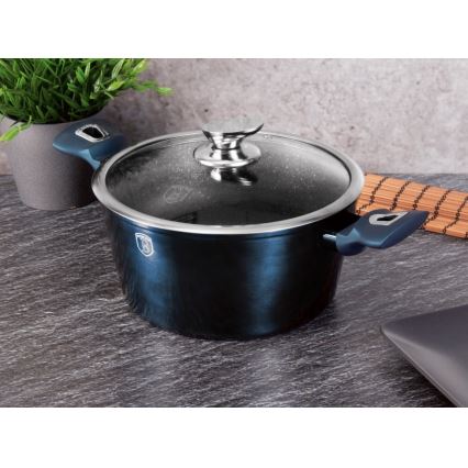 BerlingerHaus - Geschirrset mit Marmoroberfläche 13 Stück blau