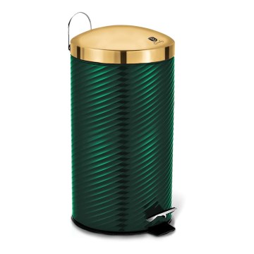 BerlingerHaus - Mülleimer 12 l grün/gold/rostfreier Edelstahl