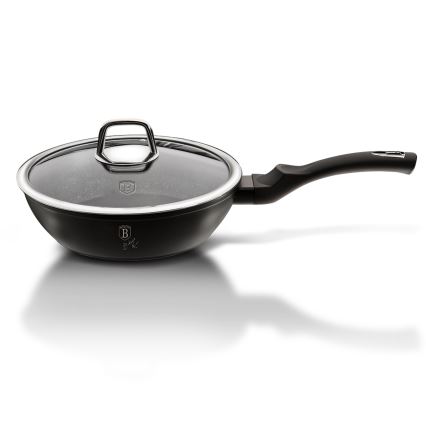 BerlingerHaus - Pfanne mit Marmoroberfläche + Deckel 24 cm schwarz/Edelstahl