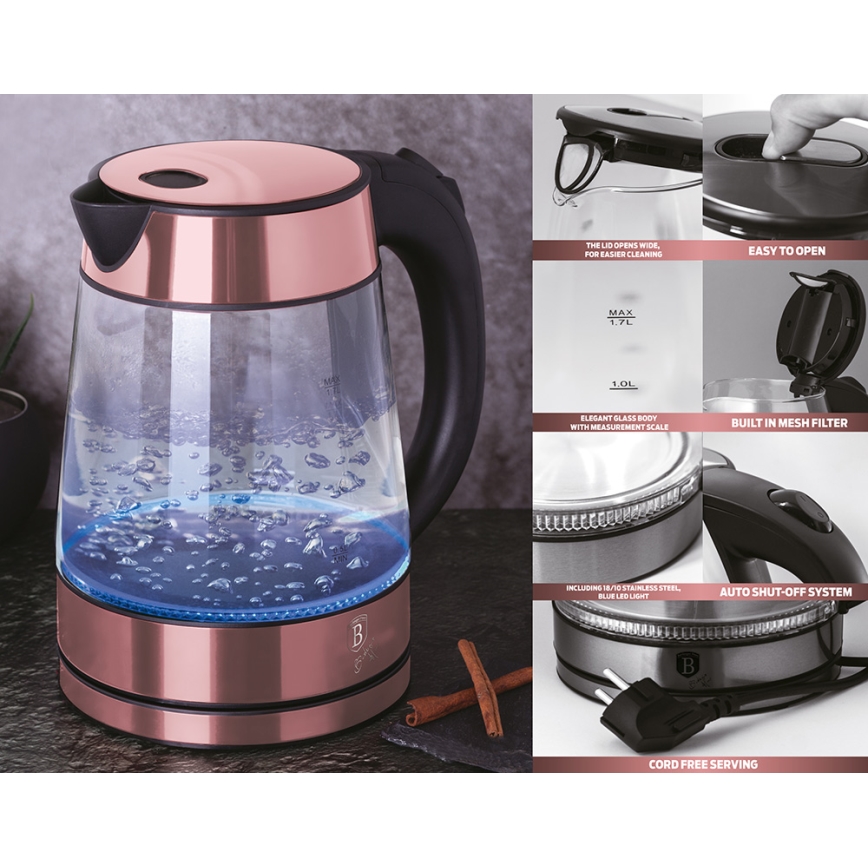 BerlingerHaus - Wasserkocher 1,7 l 2200W/230V Edelstahl/Roségold