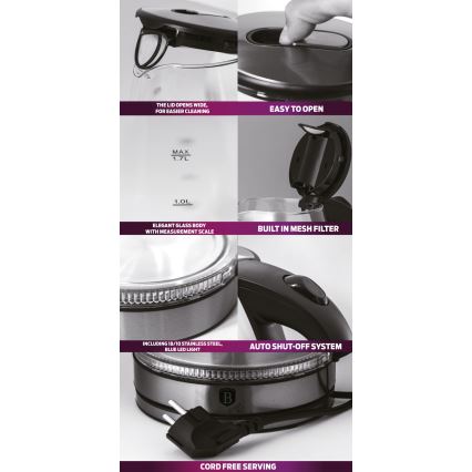 BerlingerHaus - Wasserkocher 1,7 l 2200W/230V Edelstahl/violett