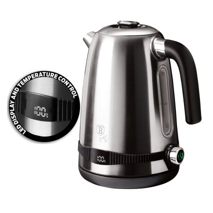 BerlingerHaus - Wasserkocher mit Thermoregulierung 1,7 l 2200W/230V Edelstahl/Schwarz