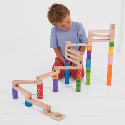 Bigjigs Toys - Holz-Murmelbahn bunt