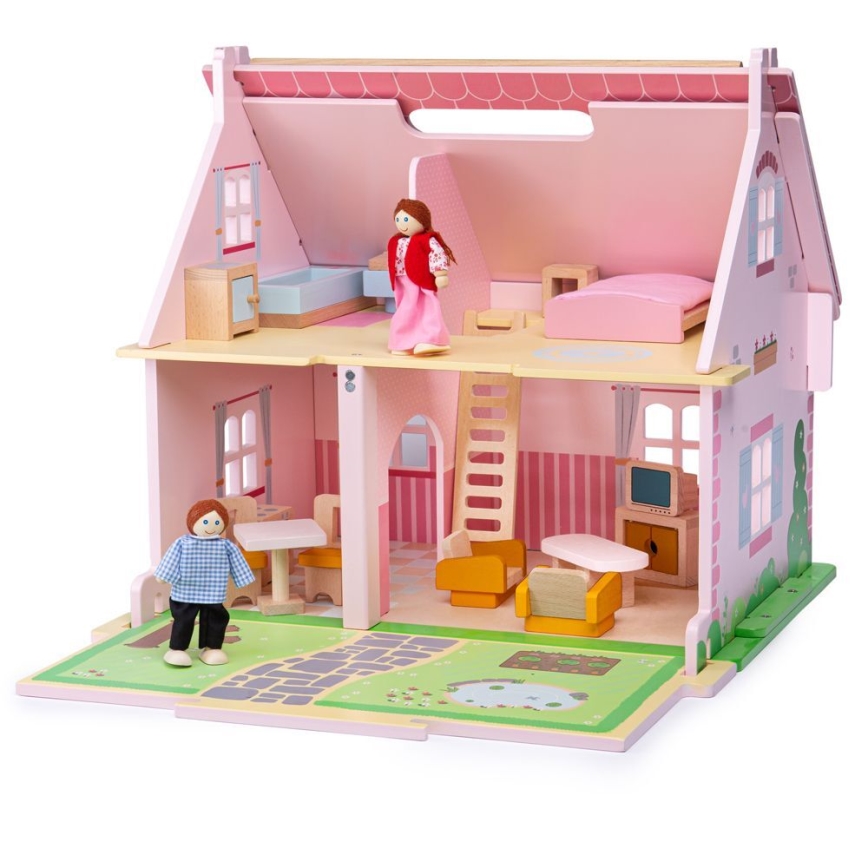 Bigjigs Toys - Tragbares Puppenhaus aus Holz